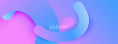 Soyut sıvı şekilleri pembe, mor ve mavi renkleri harmanlıyor. Modern tasarım yumuşak, dinamik görsel deneyim yaratır. Arkaplan nazik eğimlere sahiptir.