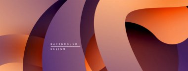 Soyut arkaplan özellikleri üst üste binen şekiller, sıcak renk paleti. Gradyan geçişler derinlik yaratır, modern tasarım estetik.