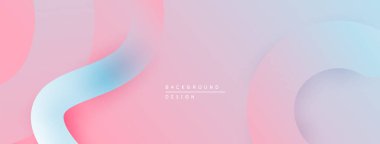 Soyut arkaplan yumuşak pastel eğriler içerir. Pembe, mavi, mor renkler kusursuz bir şekilde harmanlanarak sıvı şekiller oluşturur. Minimalist tasarım.