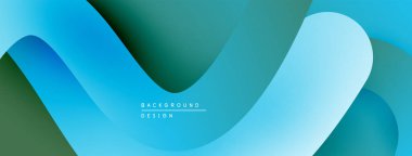 Soyut sıvı şekilleri, katmanlı maviler, yeşiller modern arka plan oluşturur. Yumuşak eğimler hareketi, derinliği gösterir. Minimalist tasarım.