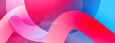 Soyut sıvı şekilleri, canlı pembeler, maviler dinamik arkaplan oluşturur. Yumuşak eğimler hareketi, modern tasarım estetiği önerir.