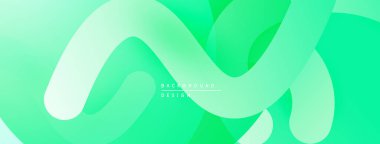 Soyut yeşil arkaplan. Düz kıvrımlar çakışıyor, dinamik görsel etki yaratıyor. Dereceli gölgeler derinlik sunar, modern estetik.