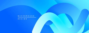 Soyut mavi arkaplan. Düz eğriler, dinamik görsel akış yaratır. Dereceli gölgeler derinlik sunar, modern estetik.