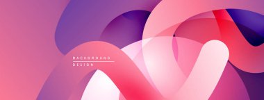 Soyut sıvı şekiller, pembeler, morlar harmanlanır. Modern tasarım, pürüzsüz eğimler dinamik kompozisyon yaratır. Minimalist estetik.