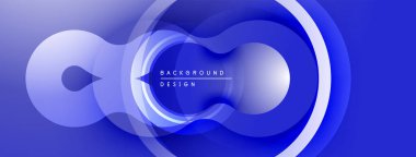 Soyut mavi tasarım, üst üste binen daireler oluşturarak sonsuzluk sembolü illüzyonu yaratır. Gradyan gölgeler derinlik sağlar, modern estetik.