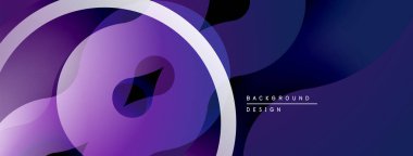 Soyut sıvı şekiller, mor renkler tasarımda baskın. Modern, dinamik kompozisyon görsel ilgi yaratır. Yumuşak eğimler derinlik sunar.