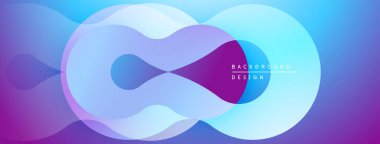 Soyut tasarım özellikleri üst üste binen şeffaf daireler. Gradyan renkler mordan maviye kayar, dinamik görsel efekt yaratır.