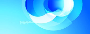 Soyut mavi tasarım. Üst üste binen daireler, çağdaş görsel akış yaratır. Dereceli gölgeler derinlik ve doku sunar. Minimalist estetik.