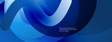 Soyut mavi katmanlar akışkan ve dinamik bileşimler yaratır. Derece gölgeleri derinliği, modern estetiği gösteriyor. Mevcut en küçük metin.