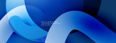 Soyut mavi dalgalar örtüşüyor, dinamik eğimli arkaplan oluşturuyor. Modern tasarım akıcılık, derinlik ve yenilik öneriyor.
