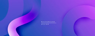 Soyut arkaplan mor ve mavi renkte akıyor. Yumuşak kıvrımlı minimalist tasarım, modern estetik. Metin arkaplan tasarımı okur.