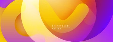 Soyut renkli arkaplan. Pürüzsüz şekiller sarı, turuncu ve mor renkleri harmanlıyor. Dijital projeler için modern tasarım ögesi.