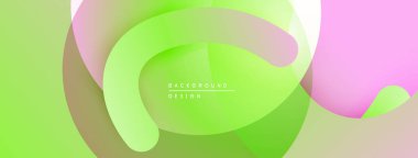 Soyut sıvı şekiller, canlı yeşil, pembe renkler. Yumuşak gradyanlar dinamik görsel akış yaratır. Modern tasarım ögesi.