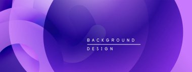 Soyut mor arkaplan. Üst üste binen şekiller yumuşak eğimler, modern tasarım yaratır. Minimalist estetik, dijital projeler için uygun.