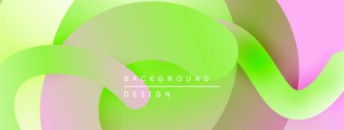 Soyut sıvı şekiller harmanlanır, canlı yeşil, pembe renkler yaratır. Yumuşak eğimler hareketi, modern tasarım estetiği önerir.