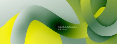 Soyut sıvı şekilleri, gradyanlar, yeşil, sarı renkler. Arka planlar ve sunumlar için modern tasarım öğesi. Düz eğriler dinamik bileşim oluşturur.