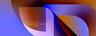 Soyut sıvı şekilleri örtüşür ve canlı renk değişimleri yaratır. Mavi, turuncu, mor renkler kusursuz bir şekilde harmanlanır. Modern tasarım ögesi.