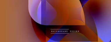 Soyut şekiller örtüşüyor, canlı renk değişimleri yaratıyor. Sıcak tonlarda mor aksanlar hakim. Arka planlar için modern tasarım ögesi.