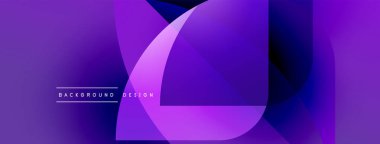 Soyut mor dizayn, üst üste binen şekiller, gradyanlar. Modern estetik, arka planlar ve sunumlar için uygun. Minimalist stil.
