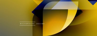 Soyut altın tasarım üst üste binen şekiller içerir. Gradyan renkler dinamik görsel efekt yaratır. Modern, şık bir sunum.