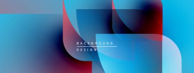 Soyut arkaplan özellikleri üst üste binen şeffaf şekiller. Mavi, kırmızı renkler modern görsel efekt yaratır. Metin arkaplan tasarımı okur.