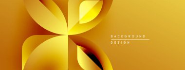Altın soyut çiçek tasarımı. Yumuşak gradyanlar dinamik taç yaprağı şekilleri oluşturur. Markalaşmak için modern, zarif bir arkaplan.