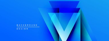 Soyut mavi gradyan tasarımı. Geometrik şekiller katmanlı görsel efekt yaratır. Metin elemanları mevcut olan minimalist biçim.