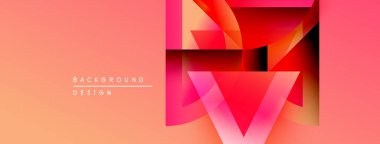 Soyut geometrik tasarım. Renkler karışır, modern görsel etki yaratır. Turuncu, pembe renkler kompozisyona hakim..