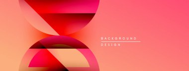 Soyut tasarım, üst üste binen şekiller, canlı kırmızı turuncu renkler. Gradyan arka plan modern görsel efekt yaratır. Minimalist metin mevcut.