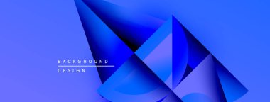 Soyut mavi şekiller dinamik bileşim yaratır. Renkler derinliği gösteriyor, modern tasarım elementleri mevcut. Minimalist estetik.