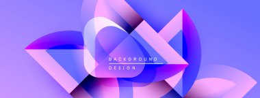 Soyut şekiller örtüşüyor, parlak mavi ve pembe renkler yaratıyor. Metin, merkez formda arkaplan tasarımı okur. Modern, dinamik kompozisyon.