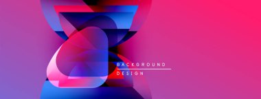 Soyut enerjik tasarım. Üst üste binen şekiller dinamik görsel efekt yaratır. Pembe, mavi renkler kompozisyona hakim. Modern arkaplan ögesi.