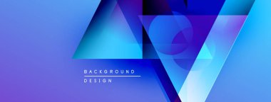 Soyut geometrik şekiller, canlı mavi gradyanlar, modern tasarım elementleri. Arkaplan özellikleri katmanlı üçgenler, pürüzsüz geçişler.