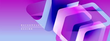 Soyut geometrik şekiller örtüşüyor, canlı mor, mavi bir eğim yaratıyor. Arkaplan ve sunumlar için modern tasarım ögesi.