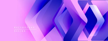 Soyut geometrik şekiller, canlı mor renkler, modern tasarım. Gradyan katmanlar dinamik görsel doku yaratır. Minimalist estetik.