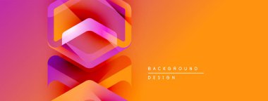 Soyut geometrik şekiller örtüşür, canlı bir değişim etkisi yaratır. Turuncu, pembe, mor renkler tasarımda baskın. Modern, dinamik kompozisyon.