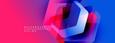 Soyut geometrik şekiller örtüşüyor, parlak pembe renk gradyanı yaratıyor. Modern tasarım elementleri dinamik görsel deneyim önerir.