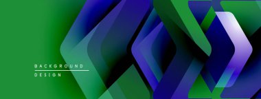 Soyut geometrik tasarım. Üst üste binen kareler dinamik görsel efekt yaratır. Yeşil, mavi renkler kompozisyona hakim. Modern biçim.