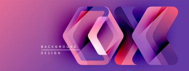 Soyut geometrik tasarım. Canlı mor, pembe renkler katmanlı etki yaratır. Dijital projeler için modern arkaplan.
