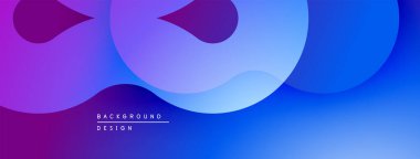 Soyut arkaplan dalgalı şekiller, canlı mavi mor gradyanlar. Modern tasarım akıcılığı ve derinliği çağrıştırıyor. Minimalist estetik.