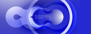 Soyut mavi tasarım, üst üste binen daireler oluşturarak sonsuzluk sembolü illüzyonu yaratır. Gradyan gölgeler derinlik sağlar, modern estetik.