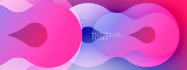 Soyut sıvı şekiller, canlı pembeler, maviler modern arka plan yaratır. Gradyan renkler sorunsuz harmanlanarak, dinamik görsel efekt sunar.