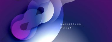Soyut sıvı şekiller, mor renkler beyaza karışıyor. Arka planlar ve sunumlar için modern tasarım öğesi. Yumuşak eğimler derinlik yaratır.
