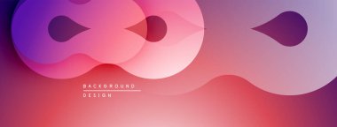Soyut sıvı şekiller, canlı renklerin karışımı. Gradyan arkaplan modern tasarım yaratır, düz eğriler kompozisyona hakim olur.