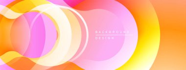 Soyut renkli katmanlar dinamik görsel akış yaratır. Yumuşak gradyanlar pembe, turuncu ve sarı renkleri harmanlarlar. Modern tasarım ögesi.