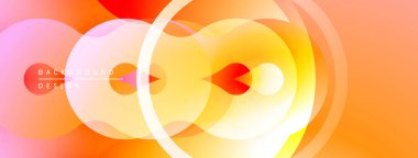 Soyut, enerjik katmanlar dinamik bir değişim etkisi yaratır. Dairesel şekiller üst üste binerek modern tasarımı oluşturur. Sıcak renkler kompozisyona hakim.