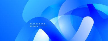 Soyut mavi arkaplan. Üst üste binen şekiller dinamik görsel efekt yaratır. Yumuşak eğimler, modern tasarım elementleri mevcut.