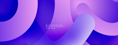Soyut sıvı şekiller, mor renkler, eğim arkaplanı. Dijital projeler ve sunumlar için modern tasarım ögesi.