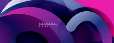 Soyut katmanlar dinamik bileşim yaratır. Canlı mor, mavi renkler kusursuz bir şekilde harmanlanır. Modern tasarım akıcılığı ve hareketi çağrıştırır..