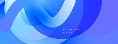 Soyut mavi katmanlar akışkan şekiller yaratır. Renkler derinliği gösteriyor, modern tasarımı. Yumuşak eğriler kompozisyona hakim.